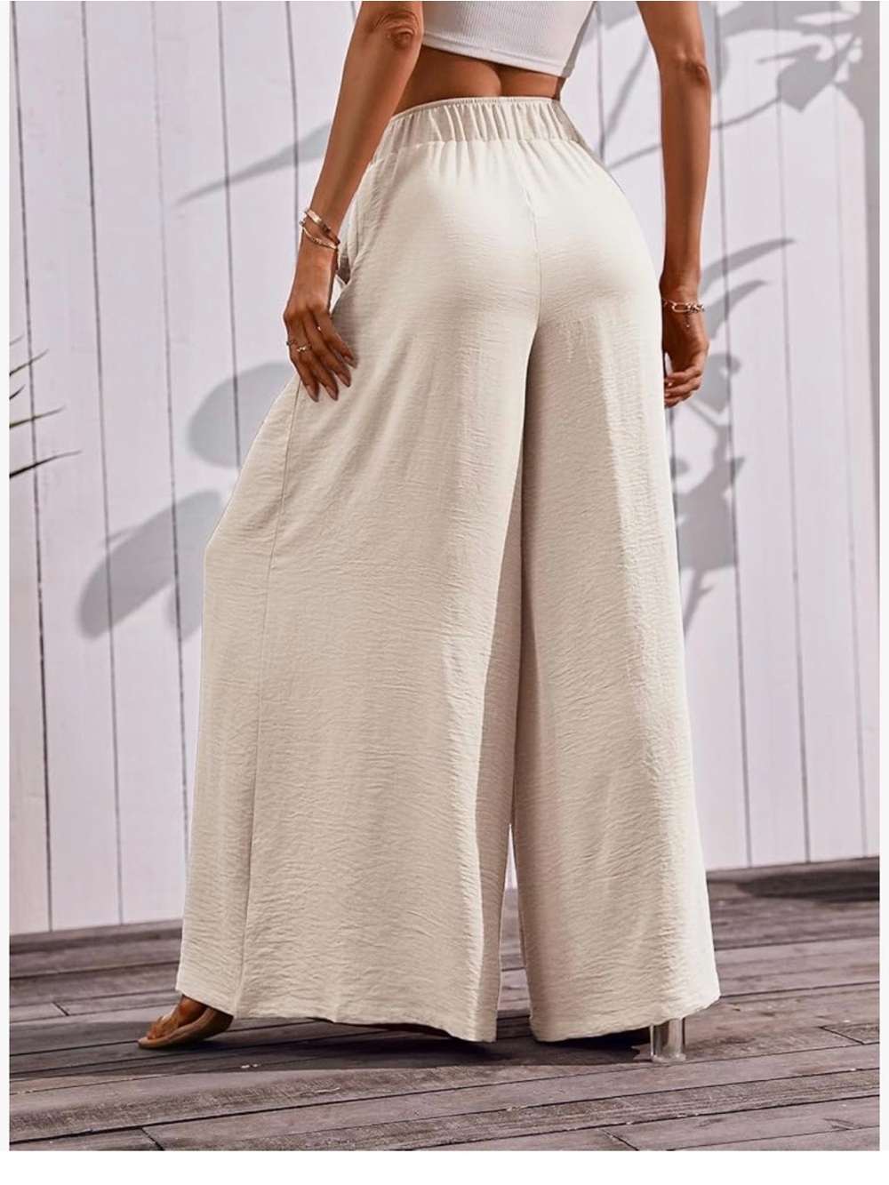 Amazon Women's Wide Leg Palazzo Pants in Cream